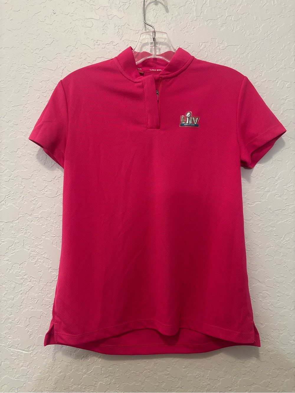 pink NFL Super Bowl LIV Miami on-field women's performance polo small